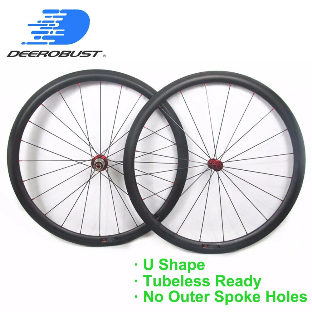 

1264g Tubeless ready 700c 38mm U Shaped Clincher Carbon Wheels Road Bike Wheel set Powerway Ceramic Bearing Hubs SAT 20 24 Holes
