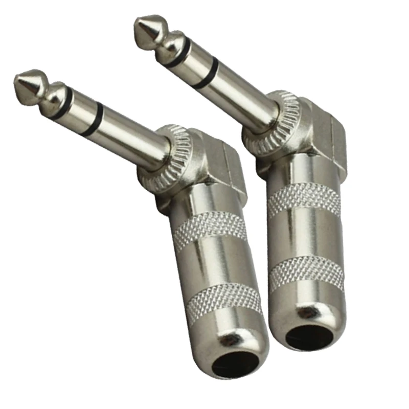 6.35mm TS 90 Degree Right Angled Mono Male Solder Plug jack Connector