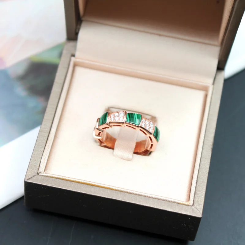 

Fine bijoux Pure 925 sterling silver rings mother of Shell pearl/natural malachite stone rose gold color jewelry for women
