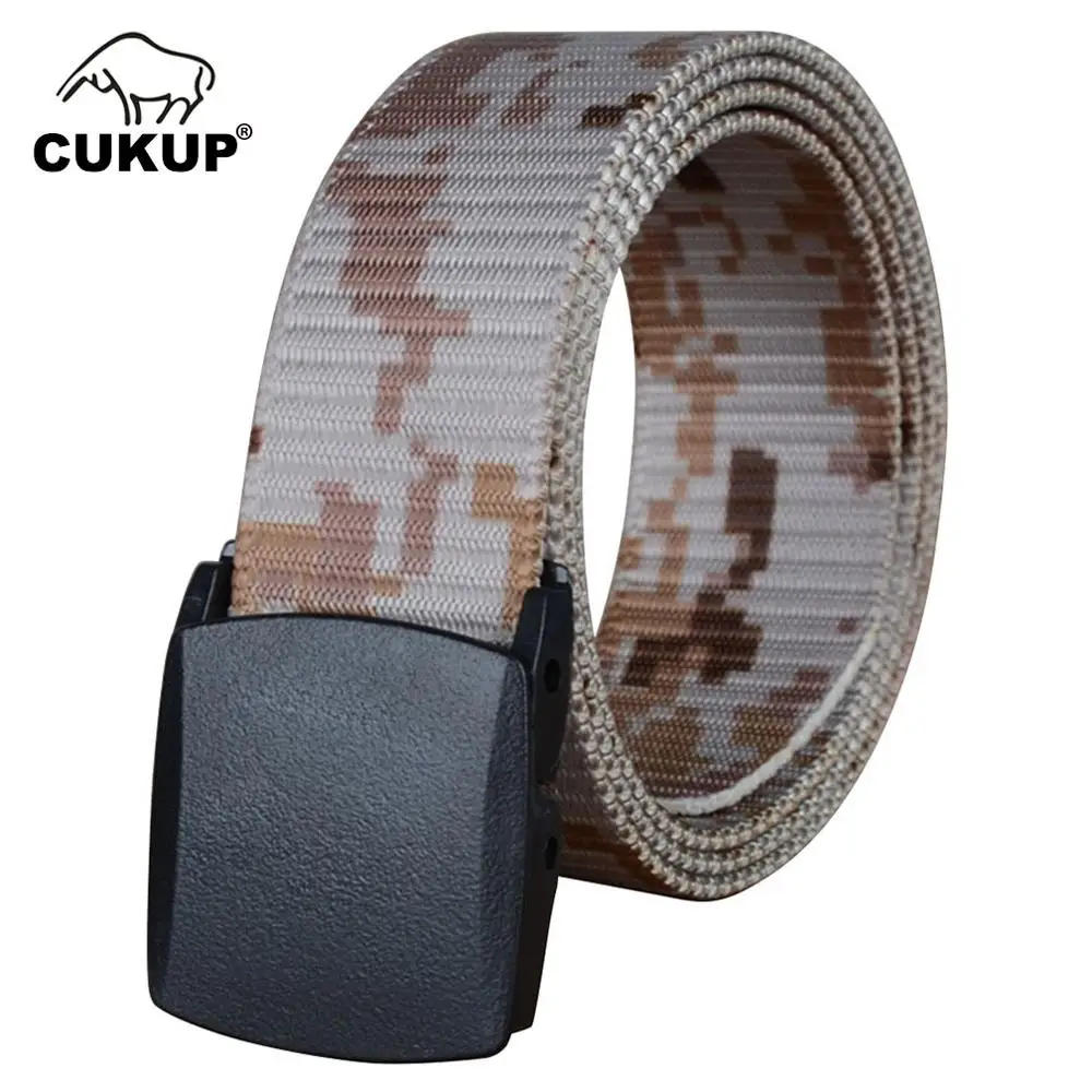 CUKUP Unisex Quality Design Outdoor Nylon Camouflage Belts Thickening Plastic Buckle Male Leisure Accessories Belt 3.8cm CBCK082