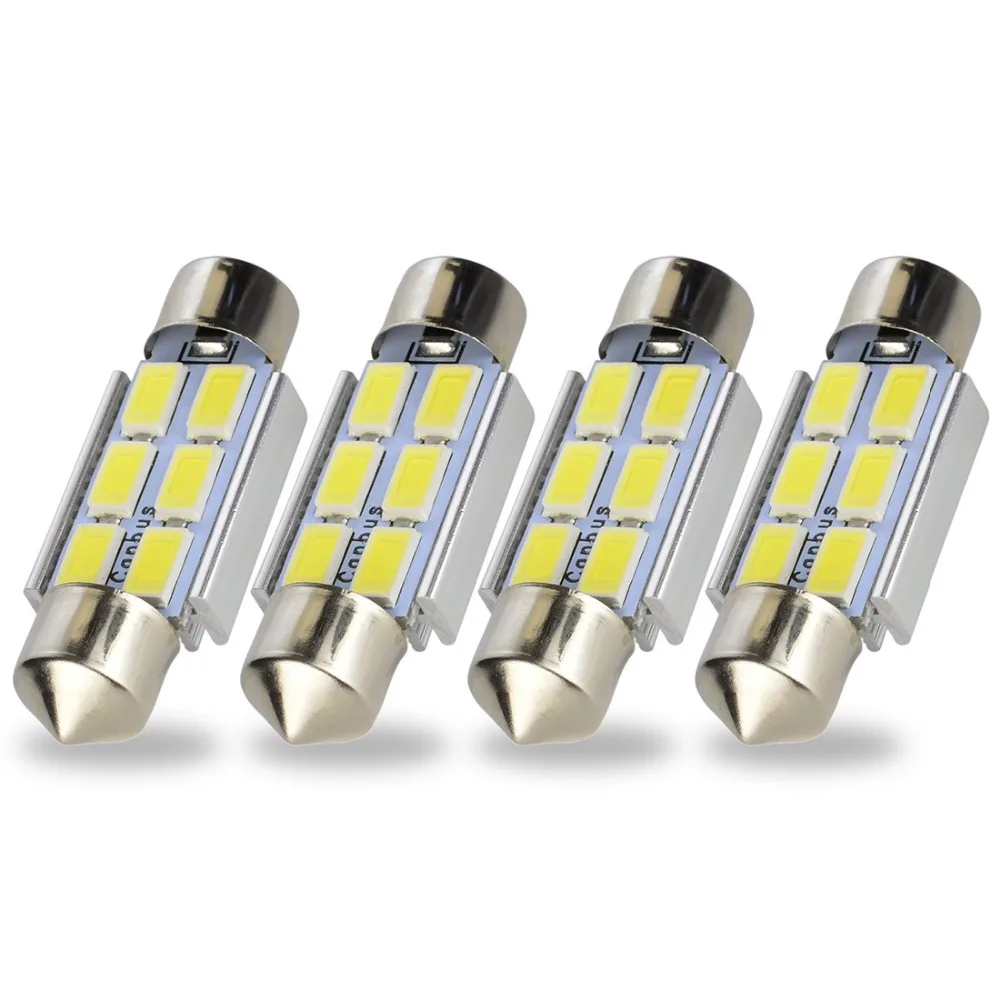 2Pcs Red Festoon 31MM 5630 4SMD CANBUS Error Free Car Interior Dome LED Bulbs