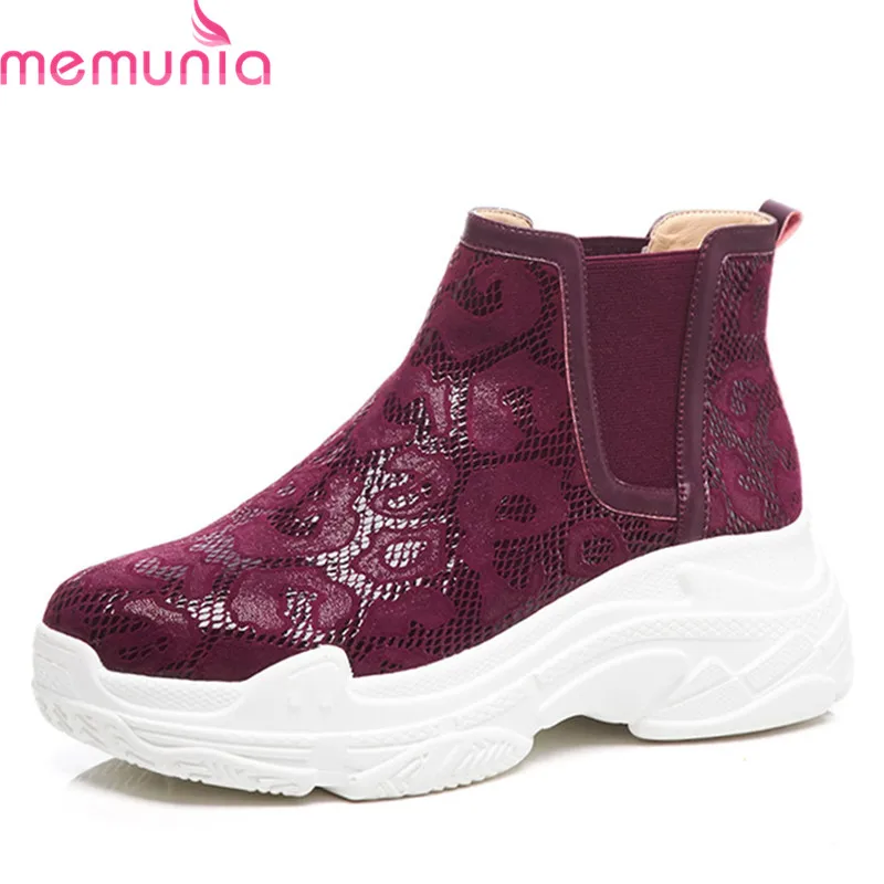 

MEMUNIA 2020 top quality suede leather ankle boots for women round toe autumn winter boots comfortable casual sneakers woman