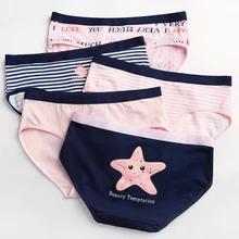 Classic Striped Panties Letter And Starfish Print Underwear Pants Cotton Breathable Combination Knickers Maiden Style Briefs Classic Striped Panties Letter And Starfish Print Underwear Pants Cotton Breathable Combination Knickers Maiden Style Briefs