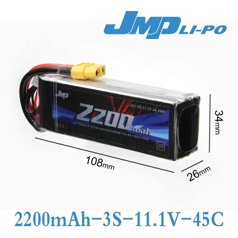 

JMP Lipo battery 3S 11.1 V 2200 mAh 45C Max 80C for RC airplane helicopter car Li-ion Batteria AKKU