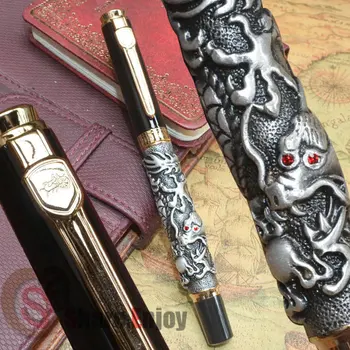 

ROLLER BALL PEN JINHAO AUSPICIOUS OLD GREY AND GOLDEN DRAGON EMBOSSED