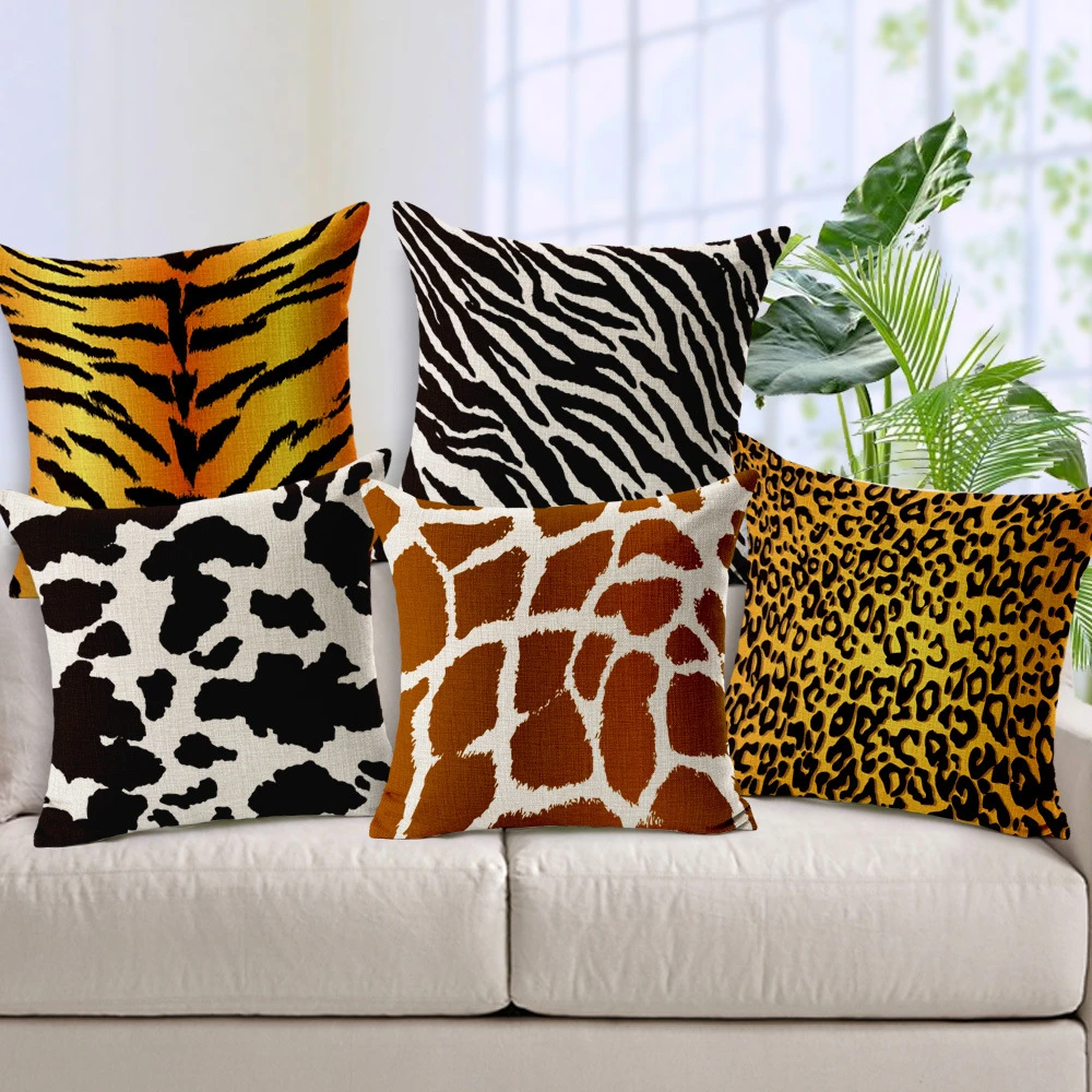 Quality Designer Animal Leopard Print fabric cushion cover Boutique Tiger