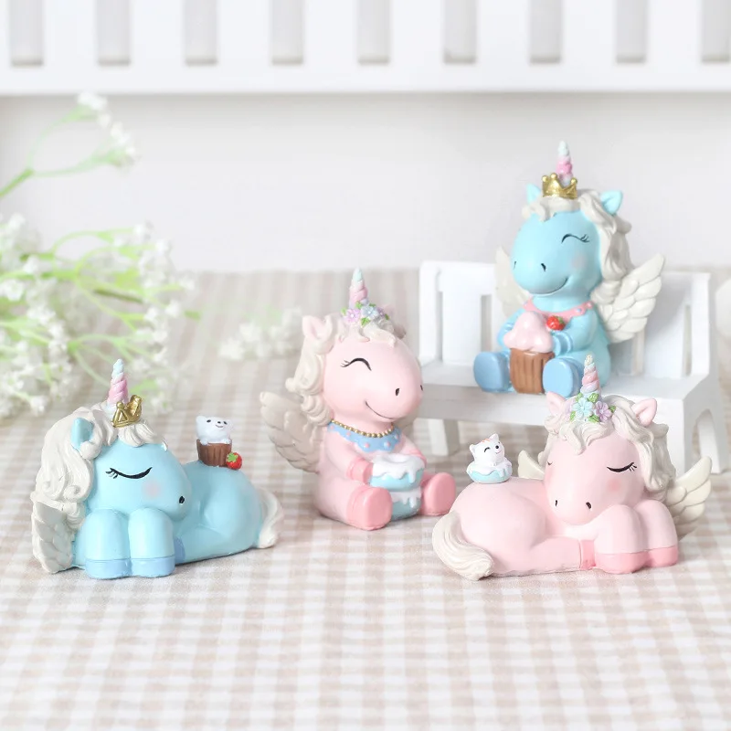 

4 piece Angel Unicorn birthday decorative colorful small cartoon animal gifts Nordic style home party DIY decoration ornament