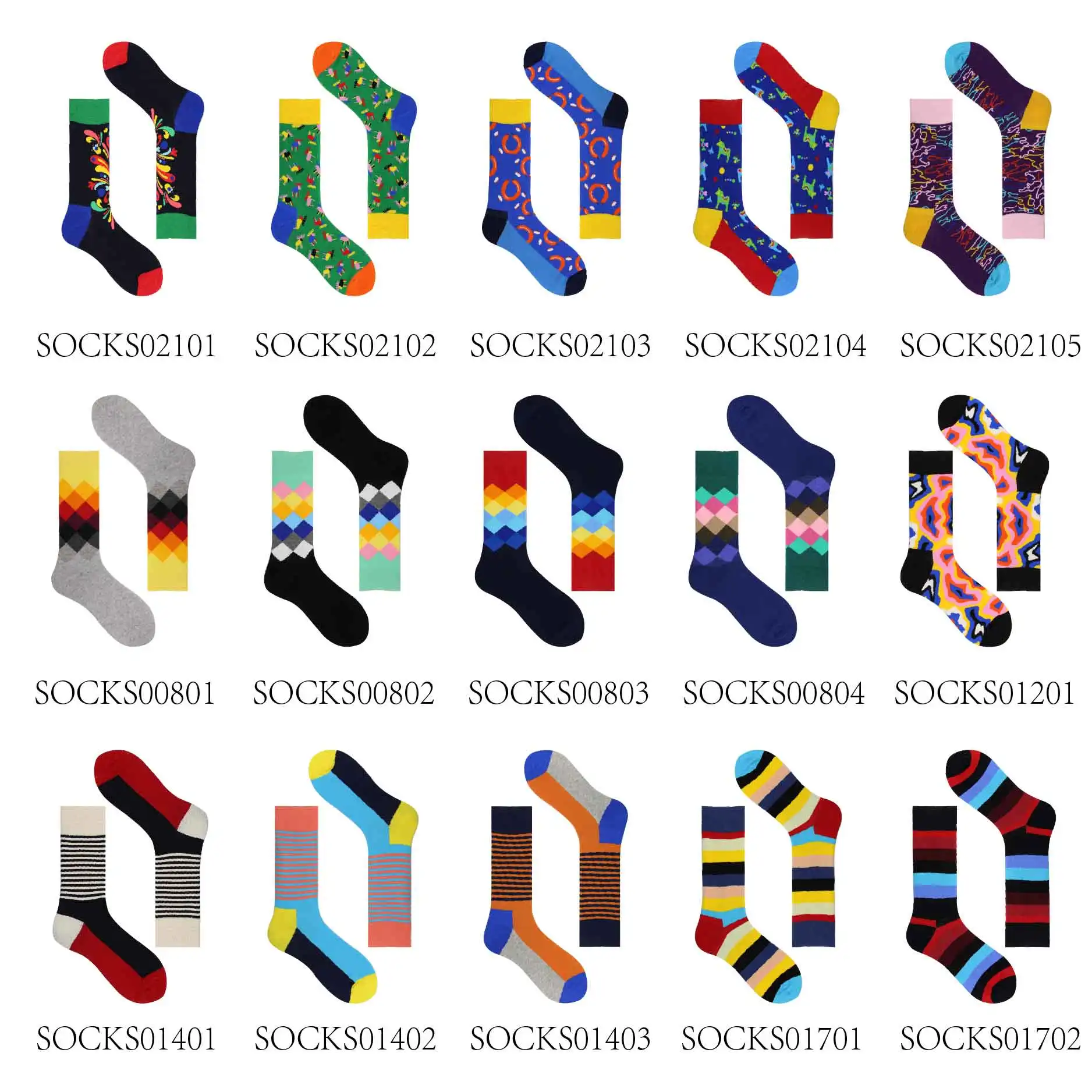 

5 pairs Happy couple sock funny Colorful cotton stocks breathable casual funny style striped pattern gift