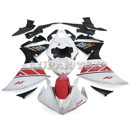 ABS Пластик инъекции Полный обтекатели для Yamaha YZF-1000 R1 YZF 2009-, 10, 11, 12, 13, 14, мотоциклетный кузов-блеск для губ, белого, красного цвета - Цвет: Painted