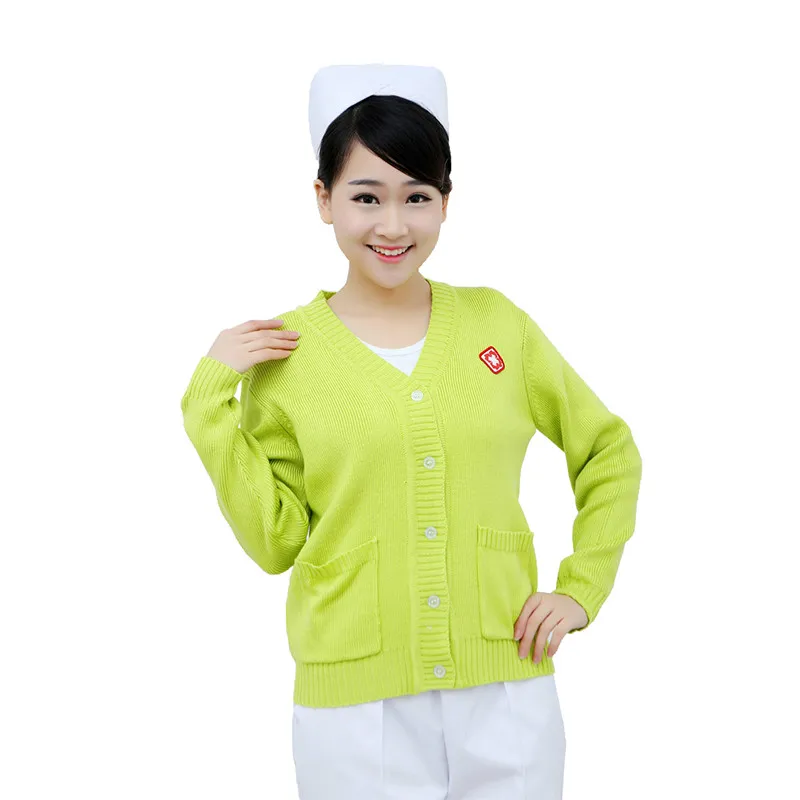 Униформа медсестры утепленный свитер кардиган с v-образным вырезом с длинными рукавами куртка женская лабораторная куртка медицинская Униформа Uniformes Medicos Para Mujer - Цвет: 3