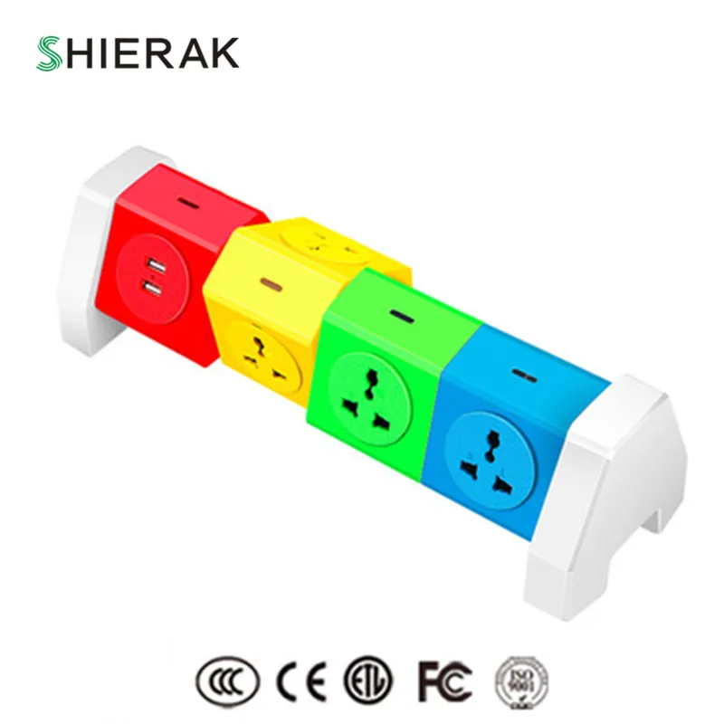 

SHIERAK Creative New Arrival Universal Socket With 7 Outlets 2 USB Ports 5V 2.1A Adapter 110-250V 10A Cable Length 1.8m Home
