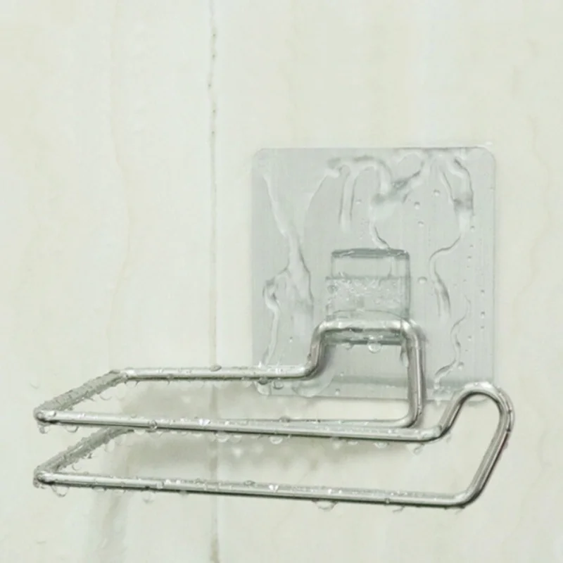 Антипригарный держатель для бумажных полотенец из нержавеющей стали, съемный клей, без следов, приспособление для ванной комнаты для всех гладких поверхностей - Цвет: Белый