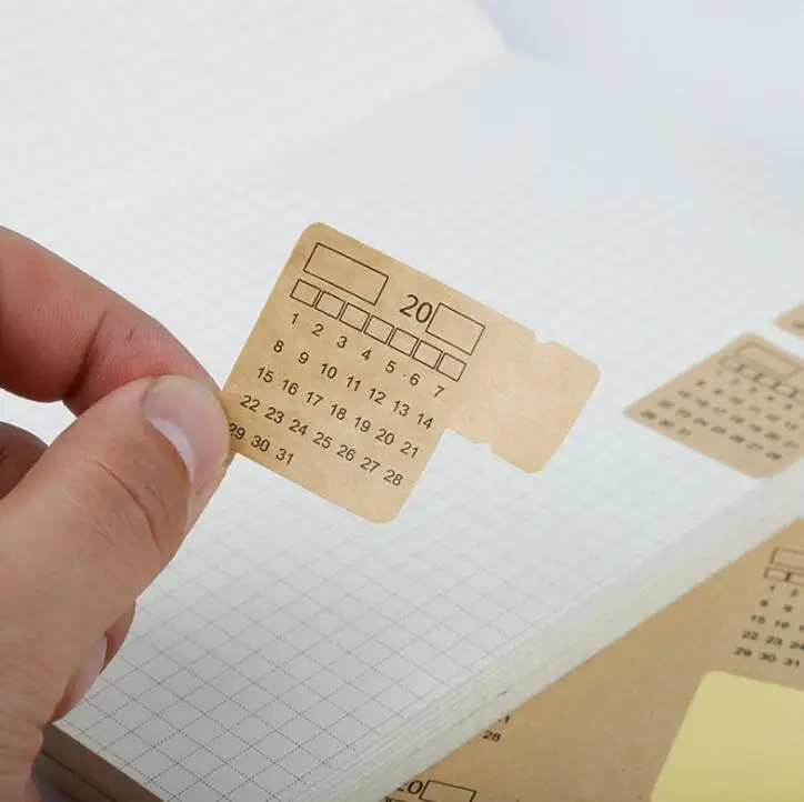 

4 Sheets/pack 2019 Kraft Paper Handwritten Calendar Notebook Index Label Sticker Calendar Sticker Organizer Kawaii Stationery