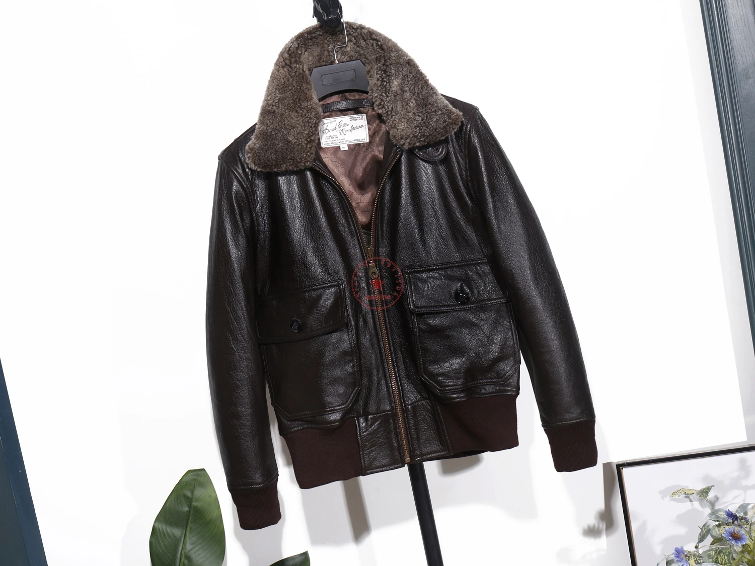 Goatskin Air Force Flight Suit мотоциклетная теплая непродуваемая куртка кожаная Толстая модная куртка с воротником из овечьего меха мужская повседневная куртка