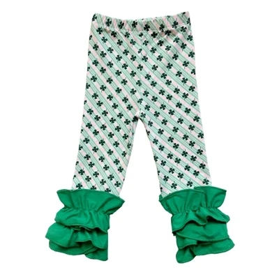 Весенние пасхальные леггинсы с тройными оборками, фиолетовые, зеленые и золотые цвета, детские штаны с принтом для праздника Mardi Gras - Цвет: 4