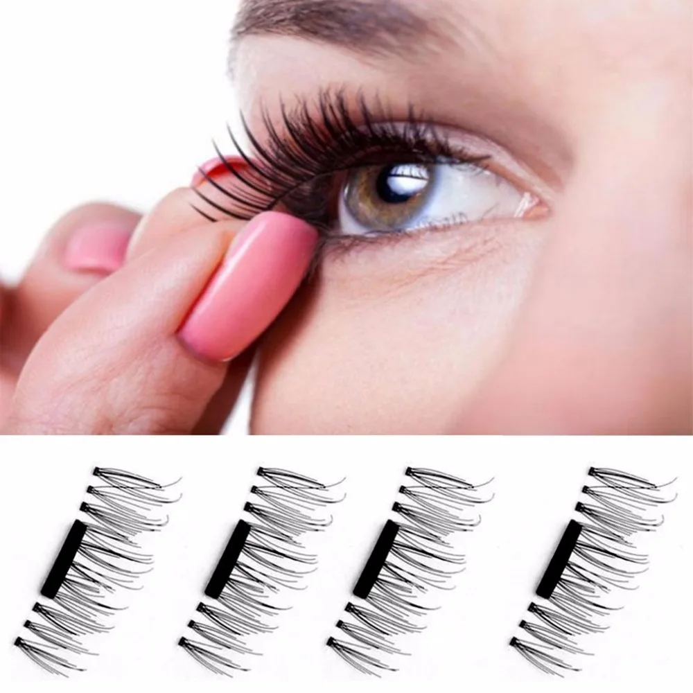 

4PCS/lot Lightweight Natural Thick Eye Lashes 3D Magnetic Eyelashes Durable Thick False Eyelashes Makeup Tool Eyelash Extension