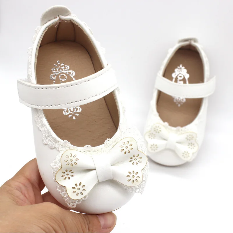 COZULMA Baby Girls Spring Princess Lace Bowtie Casual Shoes Fashion Kids Flat Shoes Children Soft Sole Slip-on Shoes Size 15-30