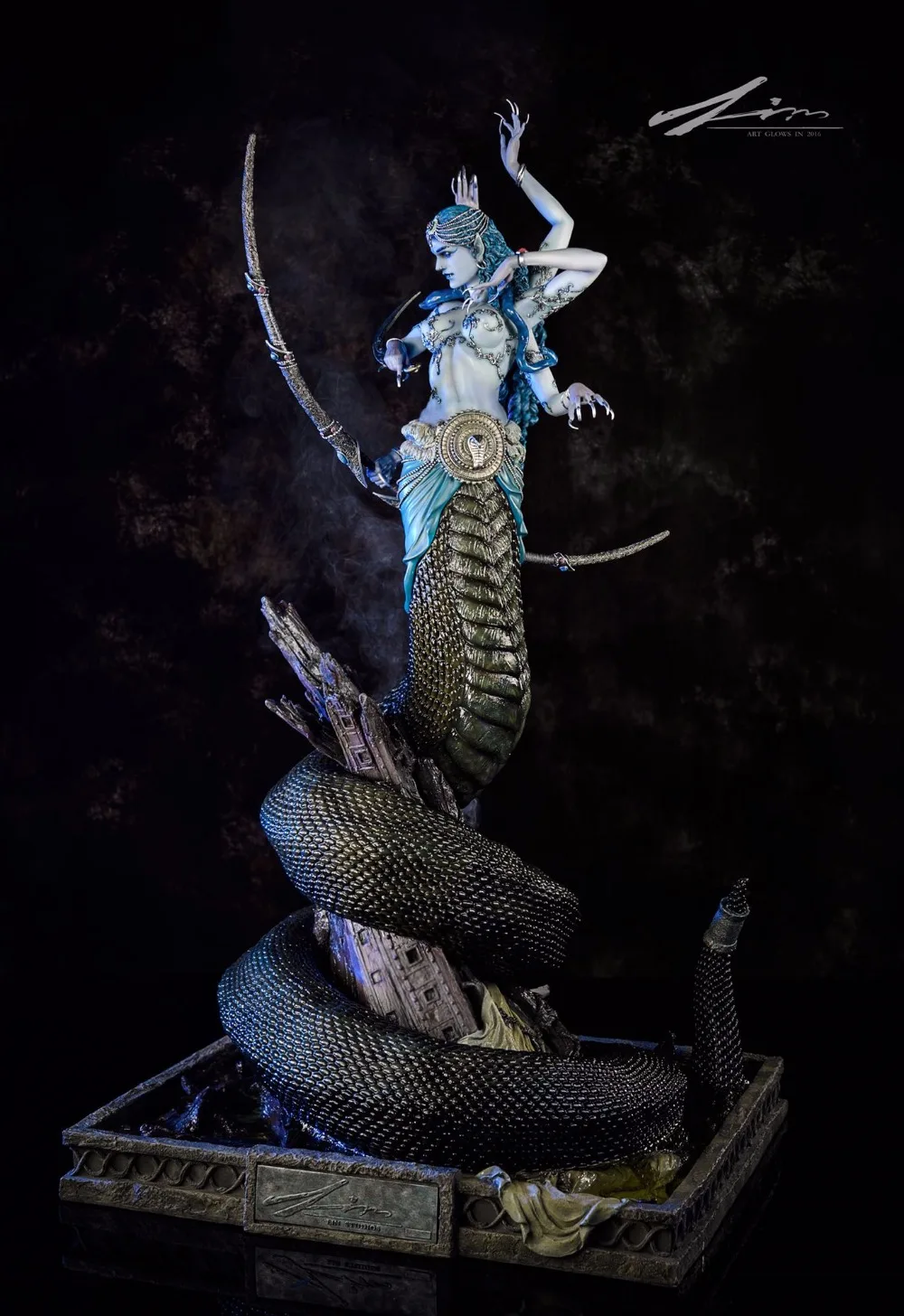 Модель фанатов lin studio wow 1/4 naga синий 90 см Высота gk статуя смолы фигурка для коллекции