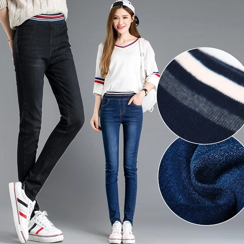 

12-13-14-15-16 year old 18 little girl fall winter junior high school students add hair show thin pencil pants female jeans trou