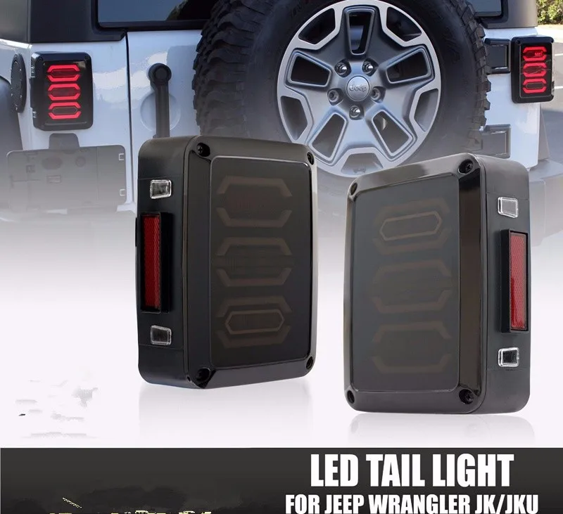 G3 LED Diamond Tail Light Black with Smoke Lens For 07-16 Jeep Wrangler 2017