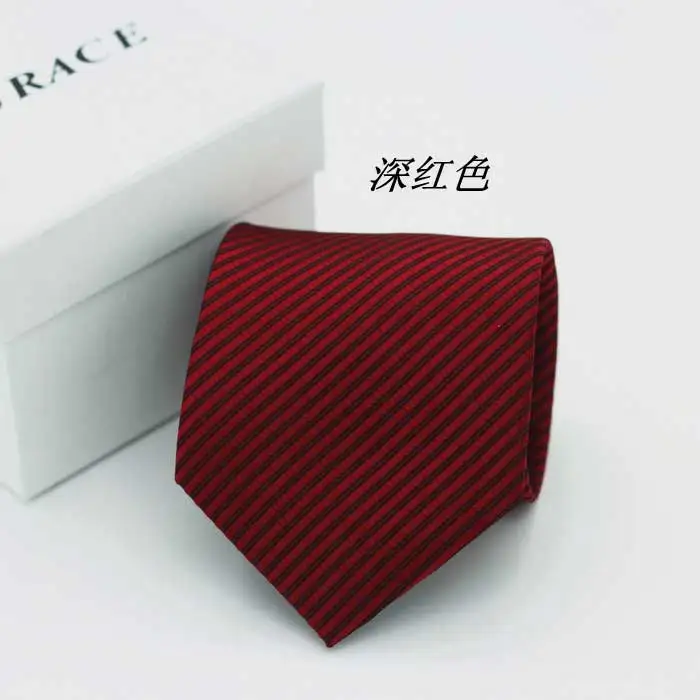 Дизайнерский брендовый галстук жениха мужской джентльмен 8 см в полоску для свадьбы, вечеринки, формальный галстук из искусственного шелка, тонкий галстук со стрелками - Цвет: Drak red