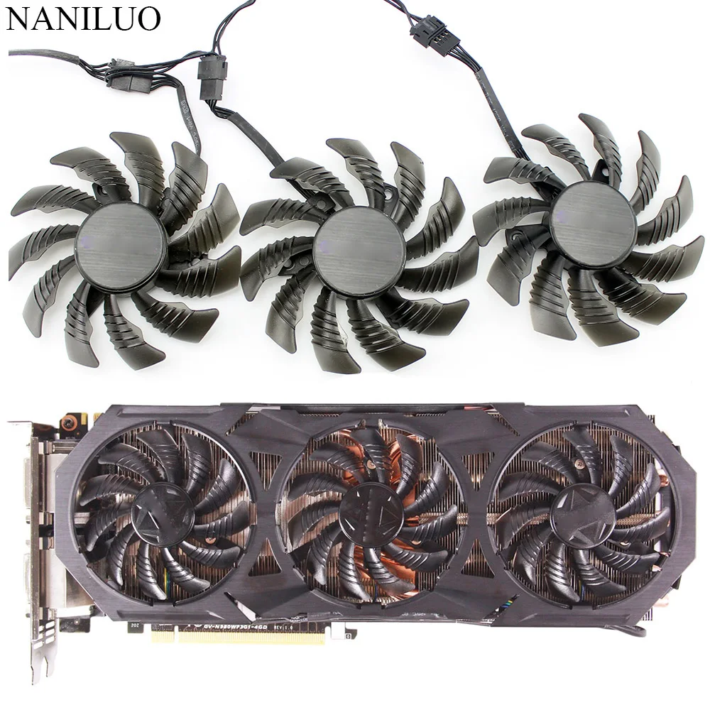 75 мм PLD08010S12HH T128010SU для Gigabyte GTX960 GTX970 GTX980 GTX 980TI 760 670 580 R9 290X Графика карты кулер
