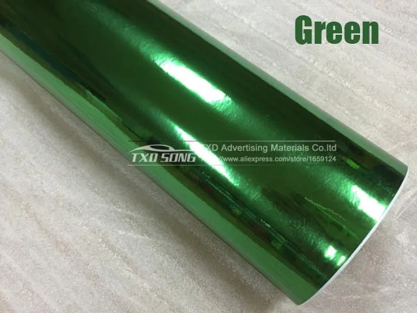 Серебристое хромированное Зеркало Виниловая наклейка, хромированная виниловая оберточная пленка с размером 1,52*30 м воздушные пузыри с бесплатной доставкой fedex - Название цвета: green