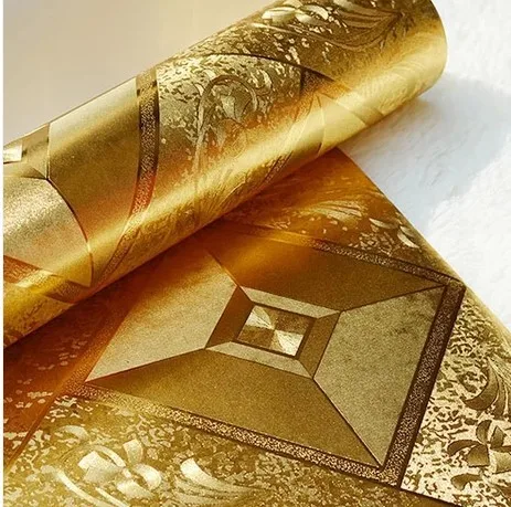 Gold Foil Metal Plaid Reflective KTV Wallpaper Roll Waterproof Living Room 10m Papel De Parede | Обустройство дома