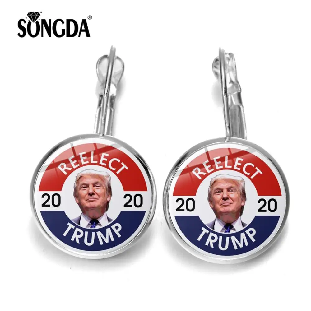 SONGDA Trump 2020 Glass Art Picture Earrings Keep America Great Donald Trump For 2020 President USA Statement Earrings Wholesale