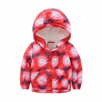 

M83 Fashion Cartoon Printing Winter Cotton Chirden Thicken Padded Lining Jacket Hoodies Keep Warm Boys Girls Coat Tops Outwear