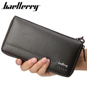 

Baellerry Brand Designer Long Clutch Wallets Rivet Male Purses Phone Pocket Card Holder Man Wallet Large Capacity Purse Wallet