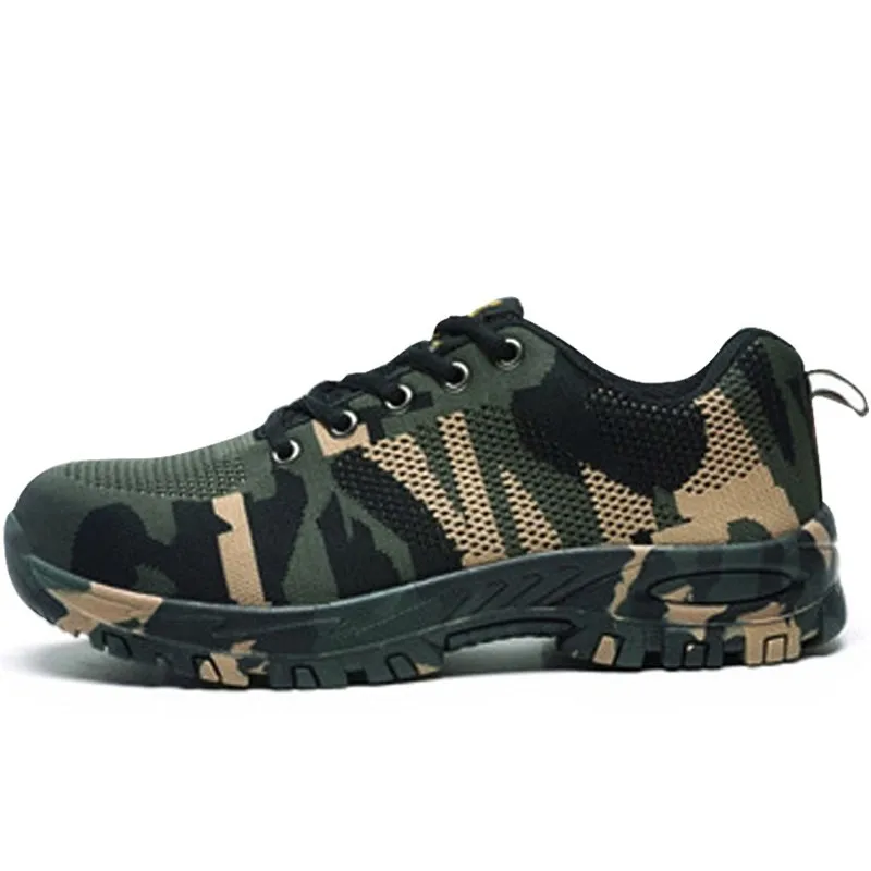 New Men's Outdoor Breathable Mesh Steel Toe Safety Shoes Army Boots Men Camouflage Military Industrial Work Shoes Puncture Proof