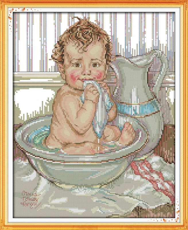 

A shower baby , counted printed on fabric DMC 14CT 11CT Cross Stitch kits,embroidery needlework Sets, Home Decor