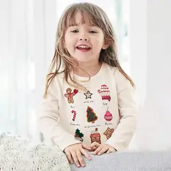 От 2 до 7 лет Осень Новый Детский мультфильм шаблон пуловер с длинными рукавами Топ, рубашка для девочек Милая рубашка 51187