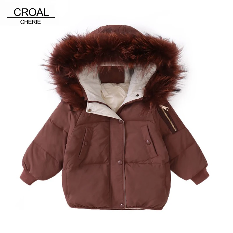 CROAL CHERIE Children Winter Clothing Real Raccoon Fur Winter Overalls For Girls Cotton Thicken Coat For Teenager Girls Parkas (1)