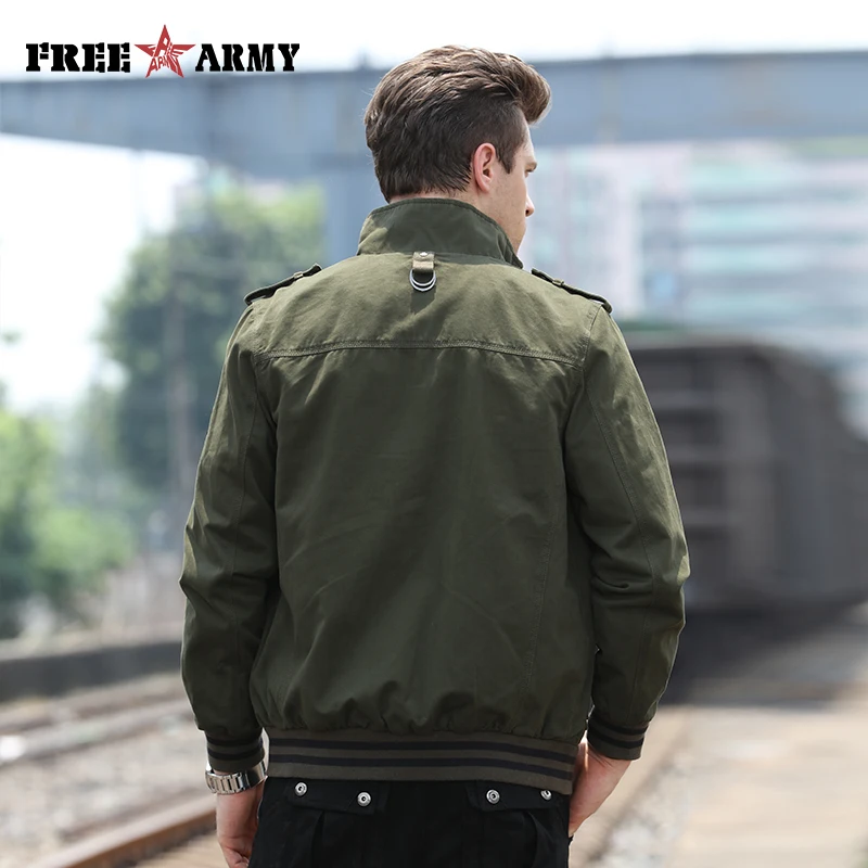 Brand Military Green Jacket Men Autumn Windbreaker Zipper Casual 
