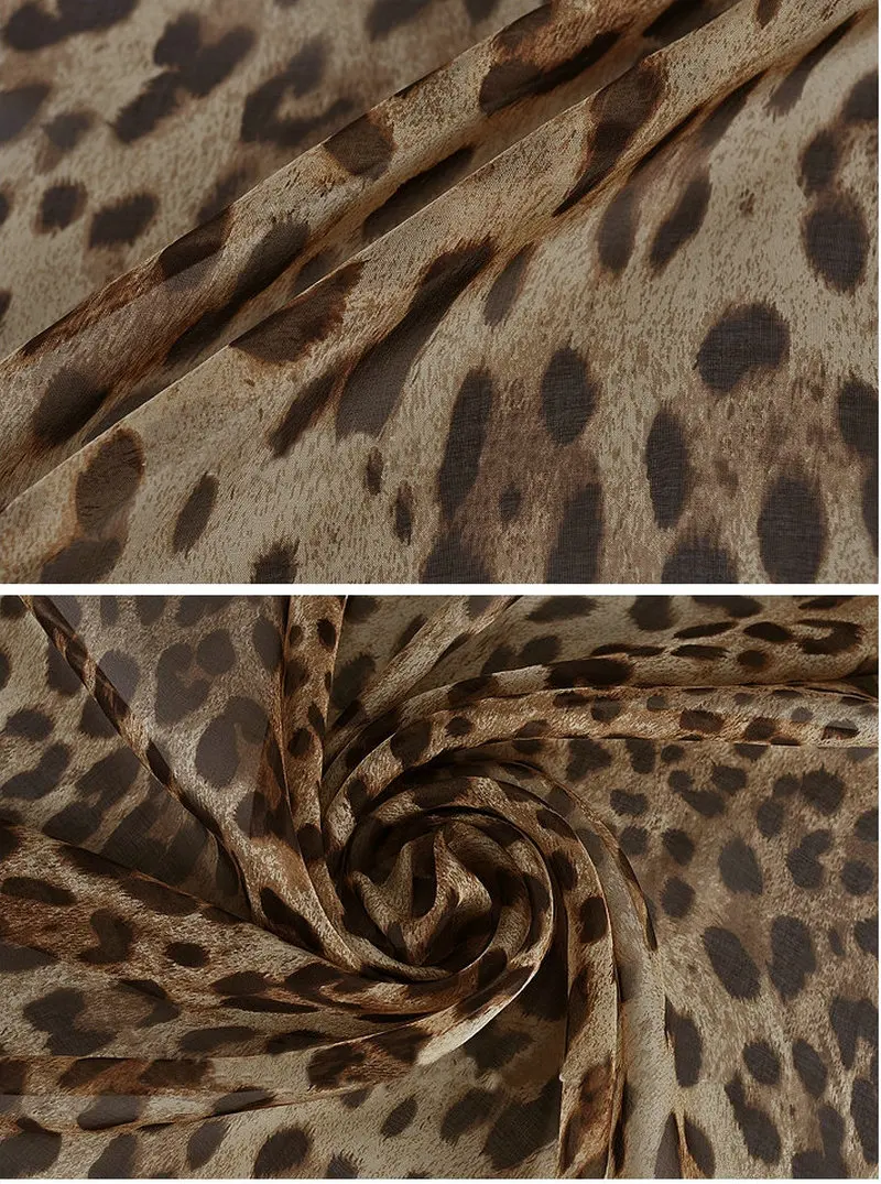quantidade de limitid leopardo impresso tecido chiffon de seda tecido de seda natureza