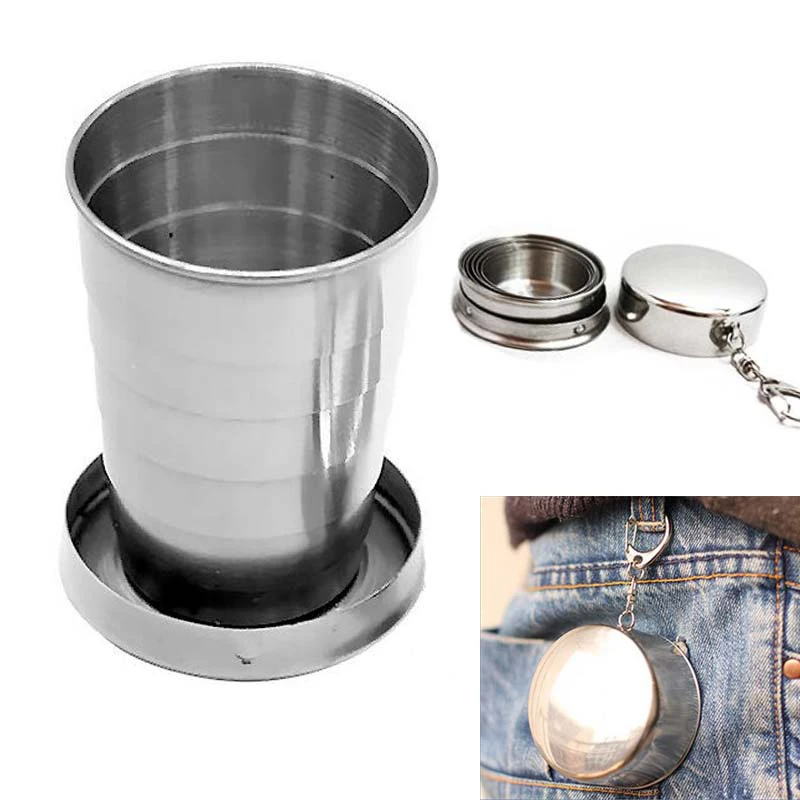 

Outdoor Stainless Steel Folding Cup Travel Tool Kit Survival EDC Gear Portable Telescopic Cup Mug Portable For Camping Hiking