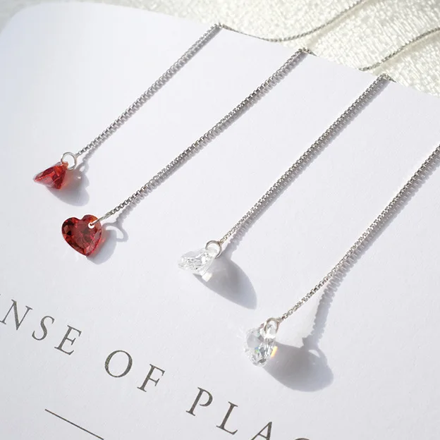 heart love ear line 100% 925 Sterling silver Jewelry fashion Hypoallergenic dangle earrings for women gift charms