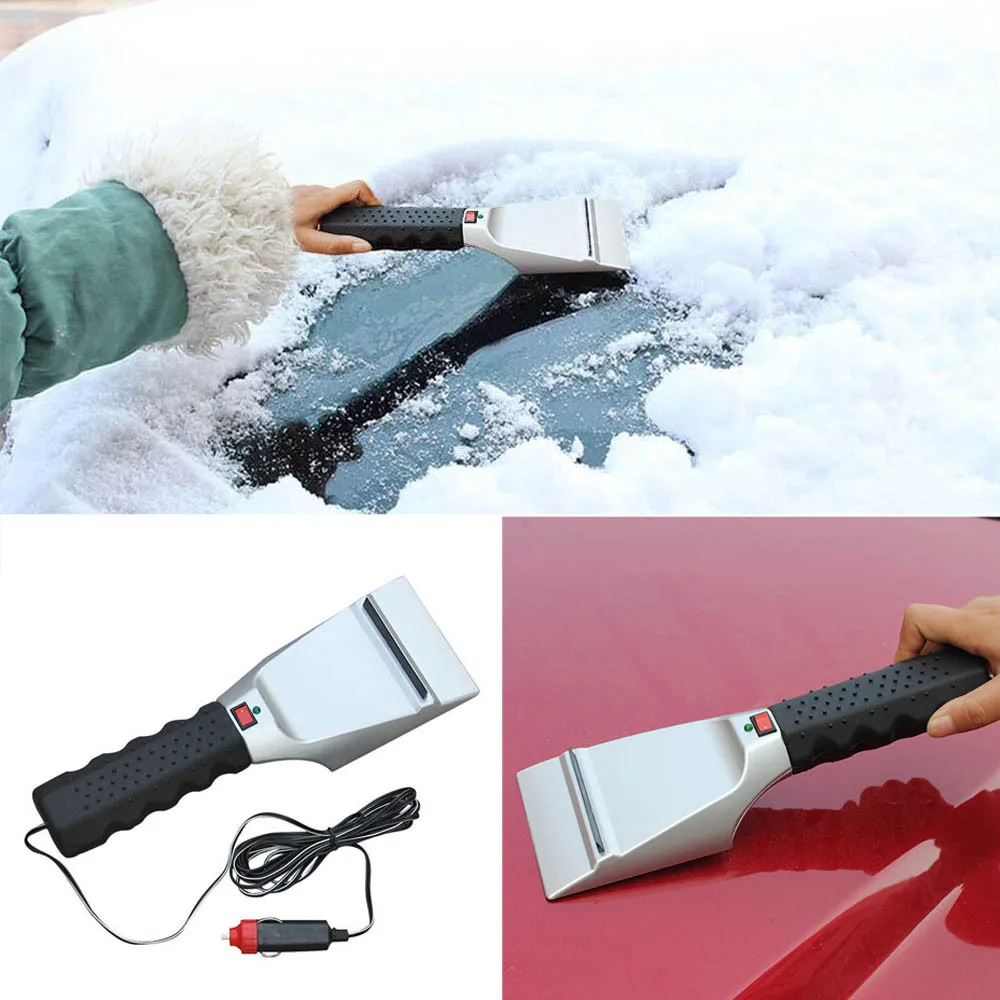 

kongyide 12V Snow Ice Scraper Car Windshield Auto Heated Ice Remove Brush Clean tools for the car glass Cleaning Winter Jly10