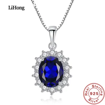 

Real 925 Silver Necklace Sapphire Crystal Zircon Pendant Box Chain Eternal Heart Necklace Women Jewelry