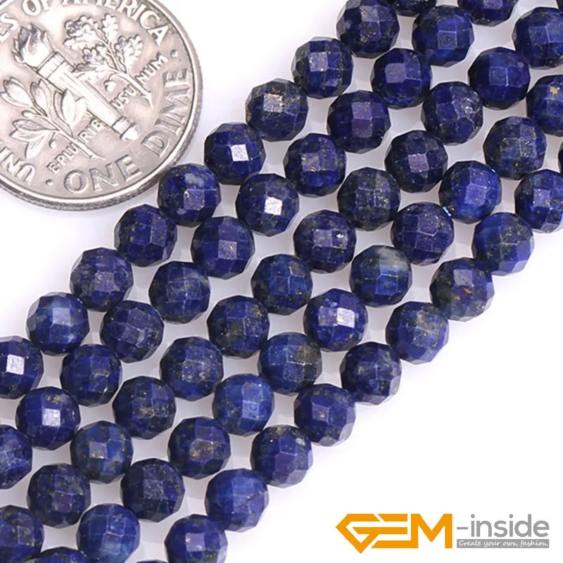 2 мм 3 мм 4 мм 5 мм натуральный голубой ляпис лазурит драгоценный камень полудрагоценные Круглые граненые бусины для изготовления ювелирных изделий