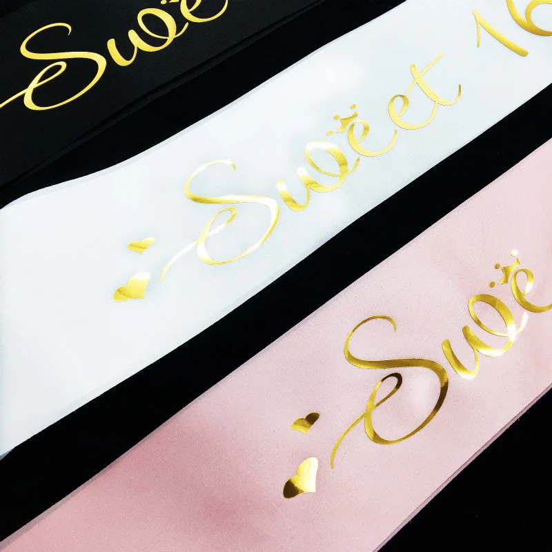 1Pcs Sweet 16 Princess Birthday Sash Girls 16th Birthday Party Decoration Supplies Favor Gifts Happy Birthday Decoration. Q