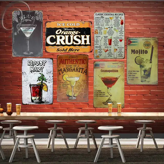 Clic Tail Recipes Shabby Chic Tin Signs 20 30 Cm Retro Bar Clic Tail Recipes Shabby Chic Tin Signs 20 30 Cm Retro Bar Pub Home Wall