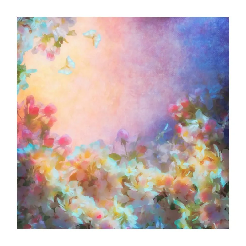 

Vinyl Photography Backdrops Newborns Watercolor flowers Customized Computer Printed Background 5X5ft F-2073
