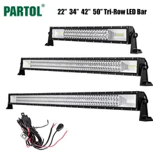 Partol 22″ 34″ 42″ 50″ 324W 486W 594W 702W Tri-Row LED Light Bar Combo Beam Offroad Work Light 4WD 4×4 LED Bar Camper Trailer