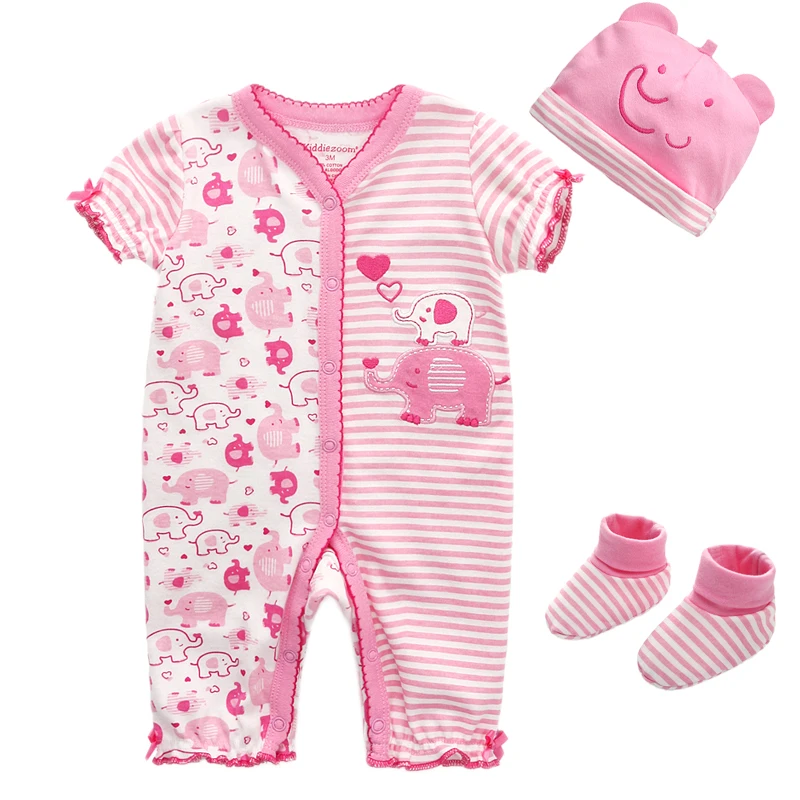 

3Pcs Clothing Sets Baby Boy Girl Autumn Cotton Short-Sleeve Baby Romper+Hat+Socks Baby Set Infant Baby clothes