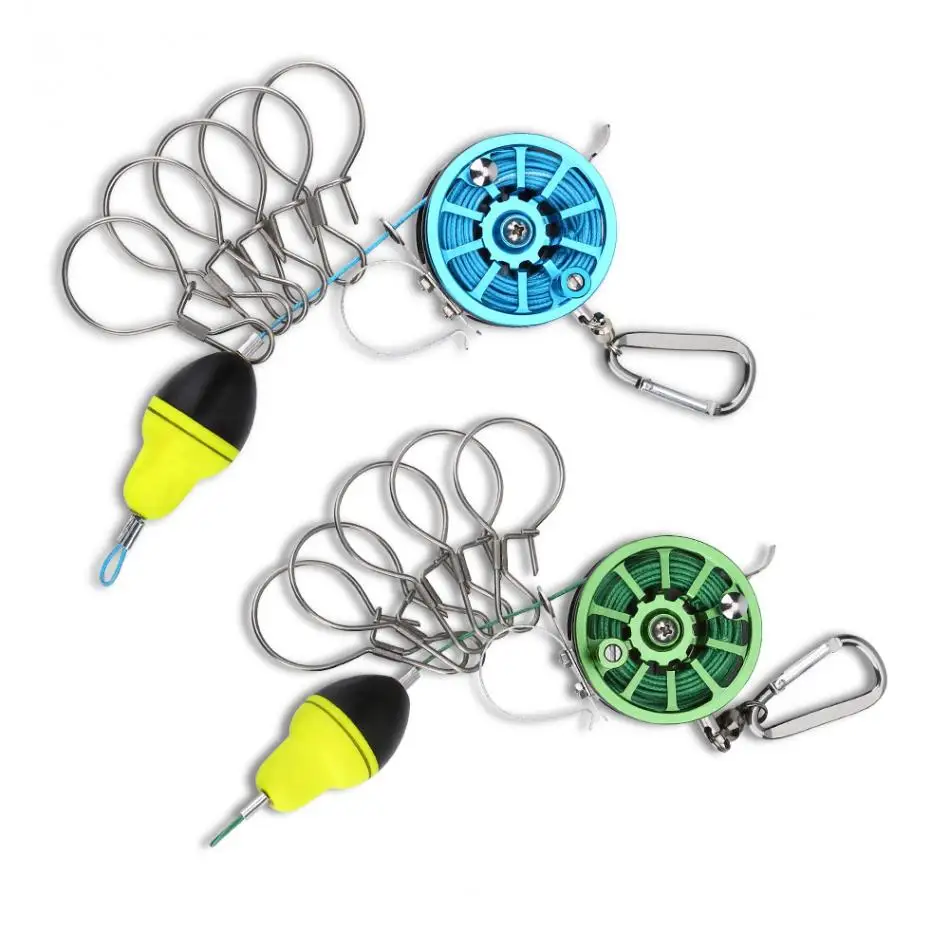 Durable Metal Fishing Lock Buckle Live Fish Locks Float 6m PE Line with