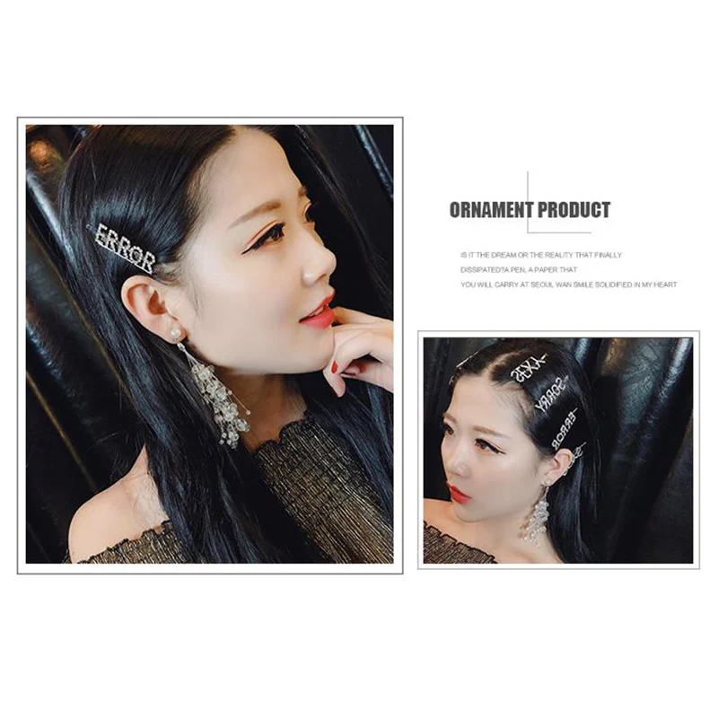 

Wedding Hair Accessories Capital English Letter Hot New 1PC Fashion Hair Clip Rhinestones Crtstal Silvery Women Hairpin Gifts