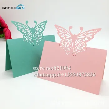 

50Pcs laser cut Paper butterfly Seat Name table Cards Wedding Birthday Party Invitation table Cards for party home Decoration